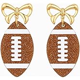 Football Earrings for Women Sports Bow Cheer Dangle Earrings Rhinestone Tennis Baseball Stud Earring Game Day Outfits Accessories Jewelry Football Team Gifts