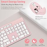 LeadsaiL Wireless Keyboard and Mouse Set 2.4GHz UK Qwerty Soft Touch Pink White view 4