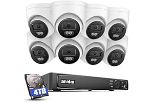 ANNKE 16CH 4K PoE Security Camera System, 12MP H.265+ NVR with 4TB HDD and 8X 4K/8MP IP Wired Cams, AI Human Vehicle Detection, Spotlight Color Night Vision, Built-in Mic, Compatible with Alexa