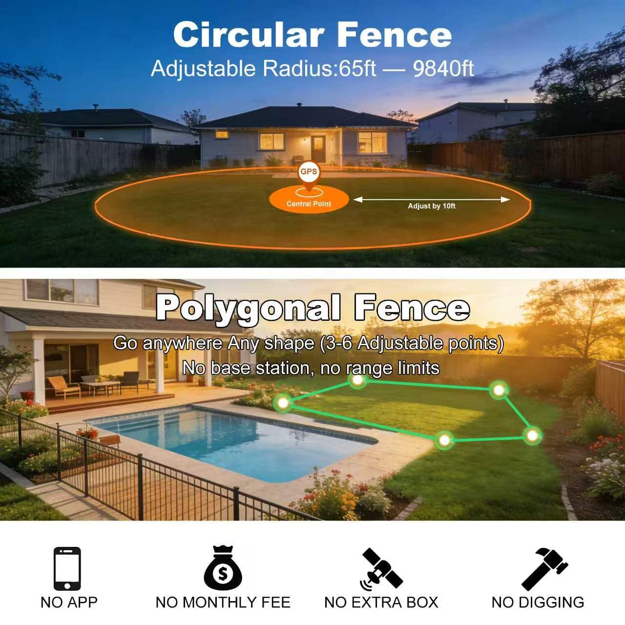 Condition photo showing New/Like New for gps wireless dog fence system – adjustable 65-6800 ft, no subscription electric anti escape collar f