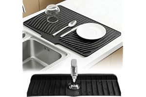 2 pcs Silicone Sink Drainer Mats, Faucet Mat for Kitchen, Non-Slip Sink Splash Guard Drying Mat for Countertops Table Faucets