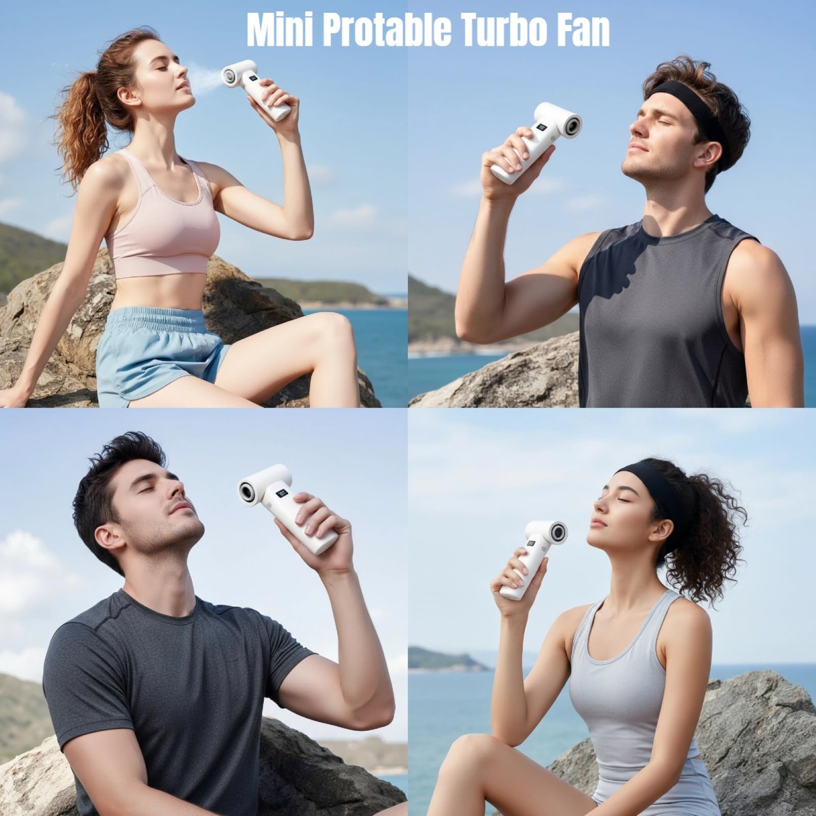 Portable Powerful Handheld Fan, 80,000 RPM High-Speed Turbo Personal Fan, 6 Gear Wind, 5000mAh Rechargeable Battery with LED Light & Multi-Function Dust Kit for Car Cleaning /Travel /Camping /Makeup