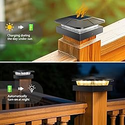 Peasur 4x4 Solar Post Cap Lights Outdoor with 3