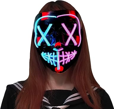 Amazon Com Rakia Halloween Led Purge Mask Light Up El Wire Scary