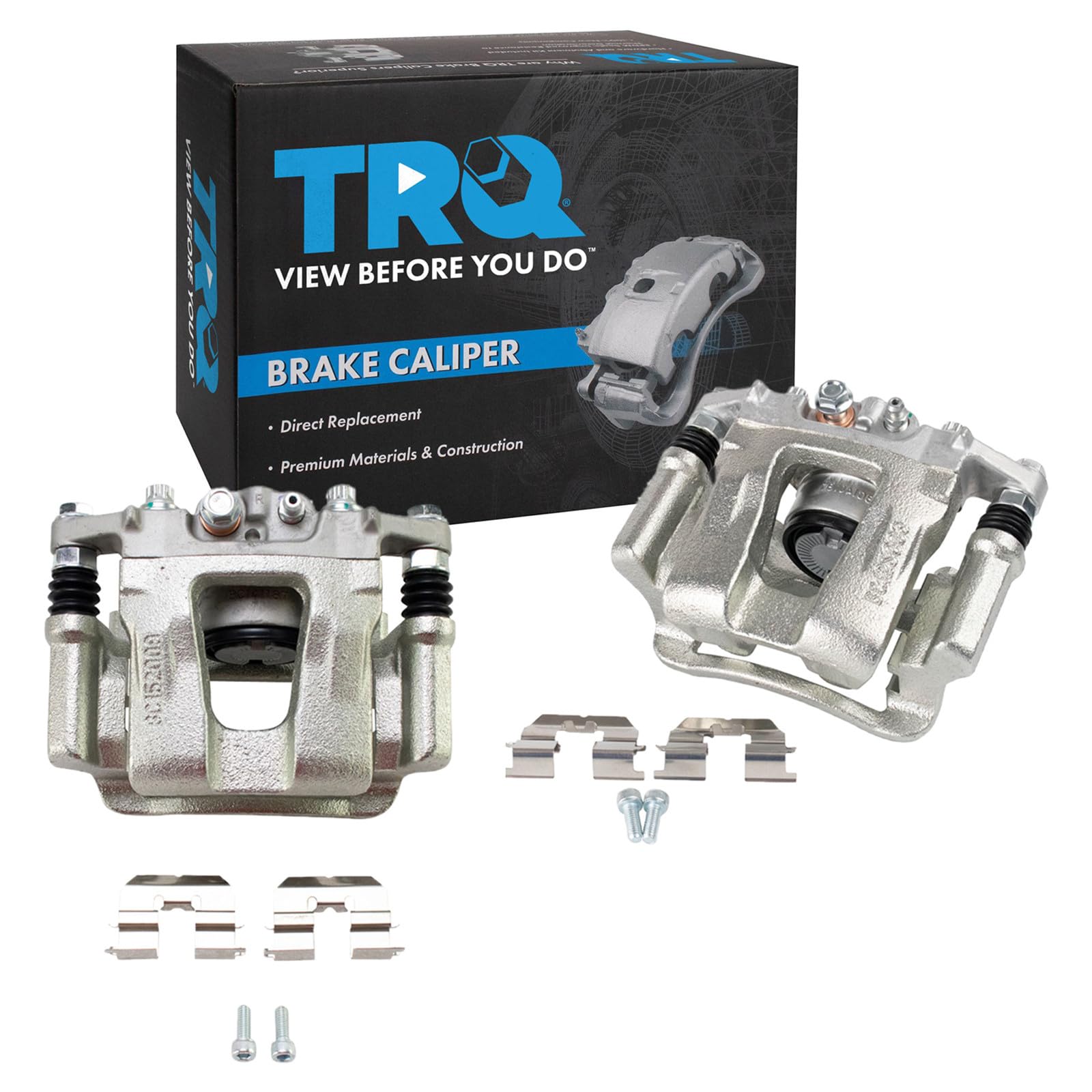 TRQ Rear Brake Caliper Set Zinc Coated Brackets Hardware Compatible with 2014-2016 Kia Optima Image