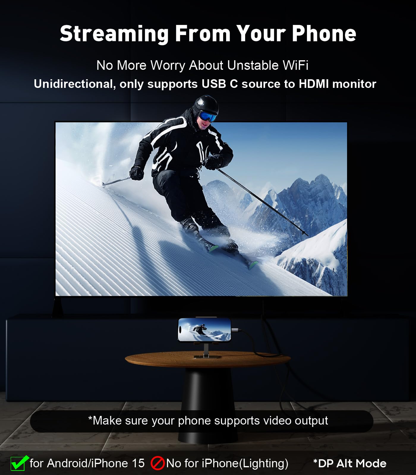 SWITCHFLUX USB-C to HDMI Cable 6Ft [4K@60Hz] High-Speed USB Type C to HDMI 2.0 Braided Cord (Thunderbolt 3/4 Compatible) for iPhone 15 Series, MacBook Pro/Air, iPad Pro, Galaxy S8 to S23