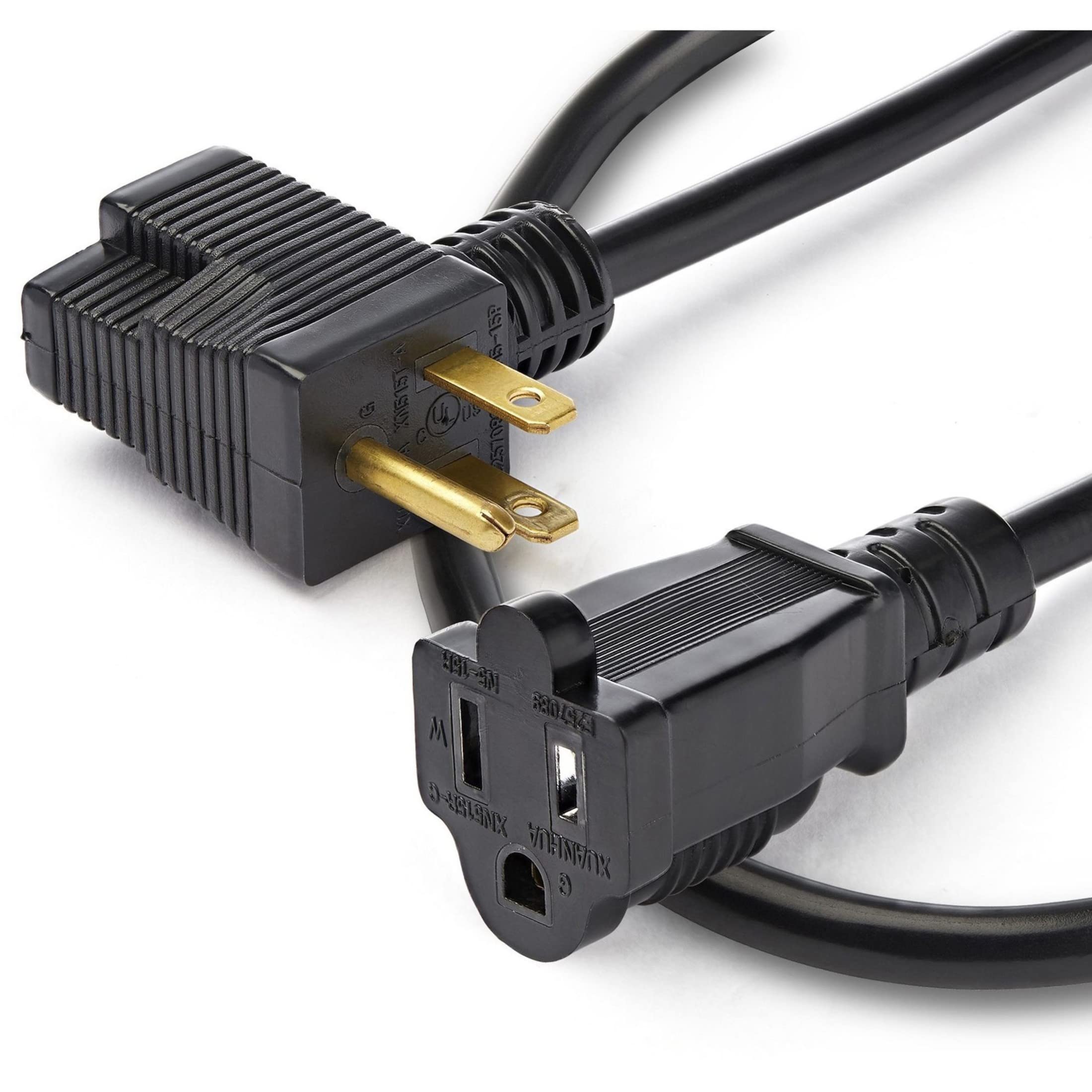 StarTech.com 1ft (0.3m) Short Extension Cord, NEMA 5-15P/R to NEMA 5-15R, 13A 125V, 16AWG, Outlet Saver Power Extension Cord with Extra Passthrough Outlet, AC Extension Cable, UL Listed (PAC102)