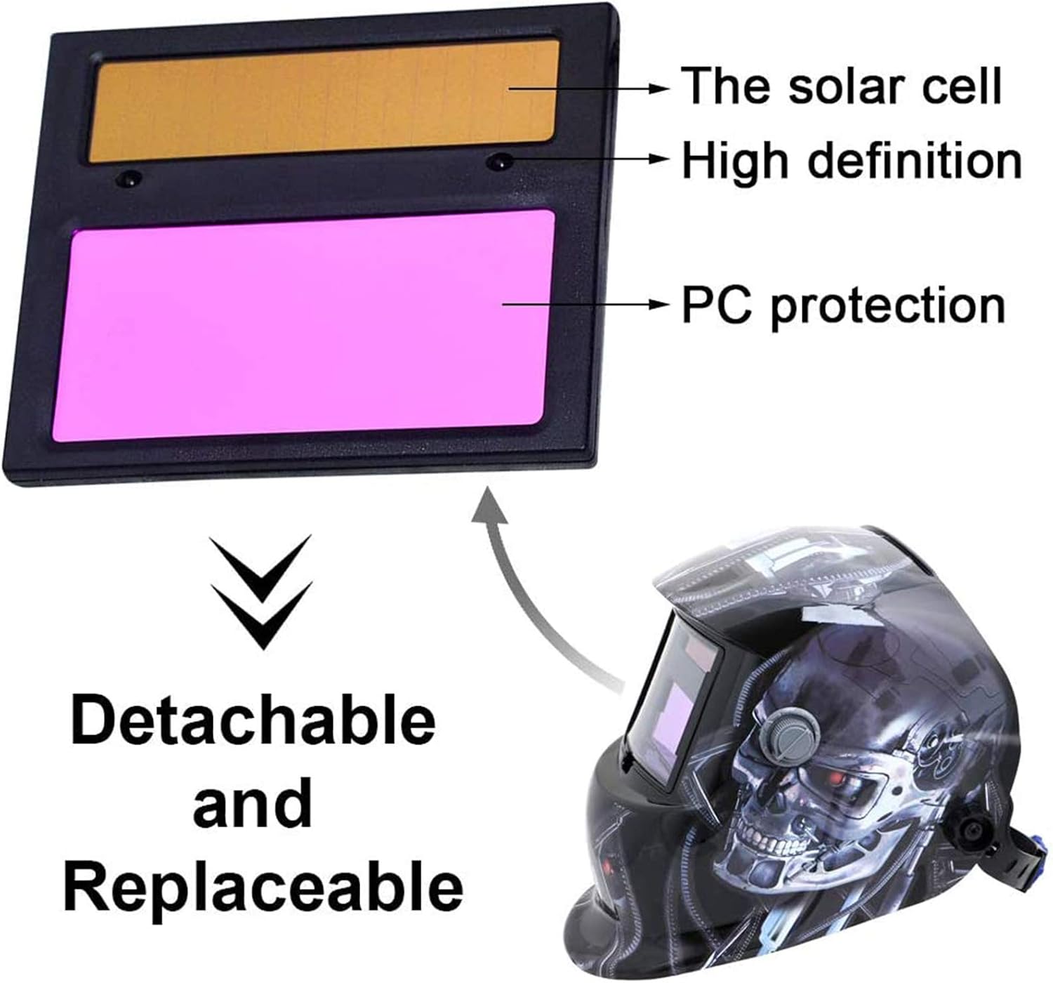 TEKWARE Welding Helmet Solar Power Auto Darkening Hood Welder Mask Breathable Grinding Helmets with Adjustable Shade Range - - 