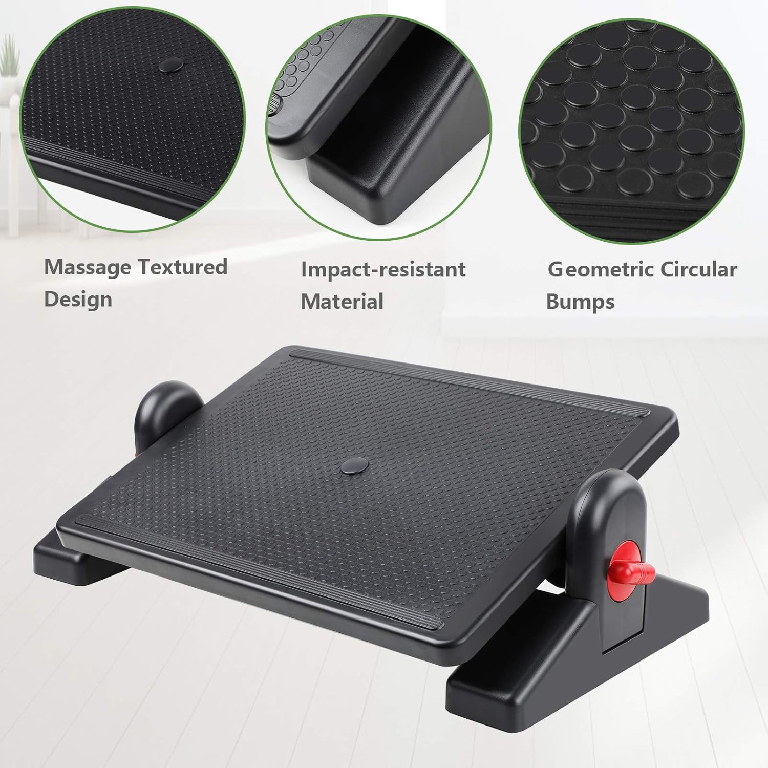 HUANUO Footrest Under Desk - Ergonomic Foot Rest Height Settings and Adjustable Tilt Locked Angles Office Foot Rest for Desk with Massage Surface for Home, Office : Office Products