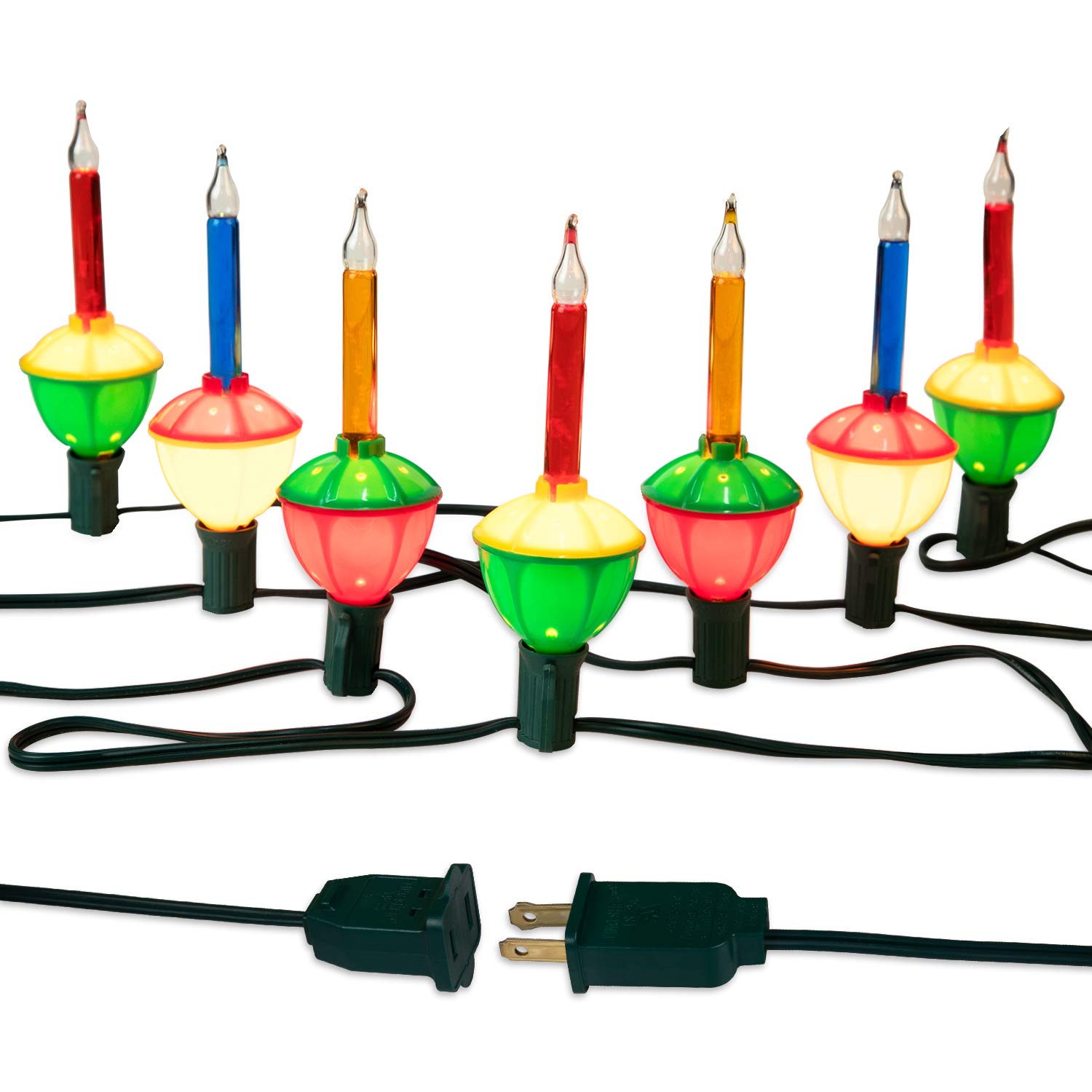 Christmas Bubble Lights, 7 Bulbs MultiColor Bubble Lights with Green