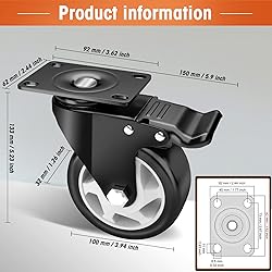 4" Caster Wheels, Casters Set of 4 Heavy Duty