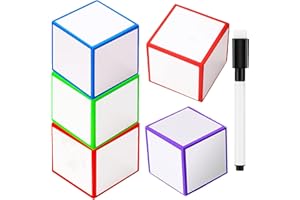 RUDILY Dry Erase Blocks Set Dry Erase Blank Foam Dice Dry Erase Cubes with 5 Pieces Colorful Marker Pens for Game Math Classroom School Elementary Learning Tools Supplies (4+1 Write & Wipe Dice)