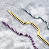 IRYNA 12Pcs Knitting Cable Needle Twist Curved Aluminum Yarn Holders view 5