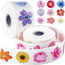 Lot De 1 200 Rouleaux D'autocollants à Otif Floral Et Arguerite De
