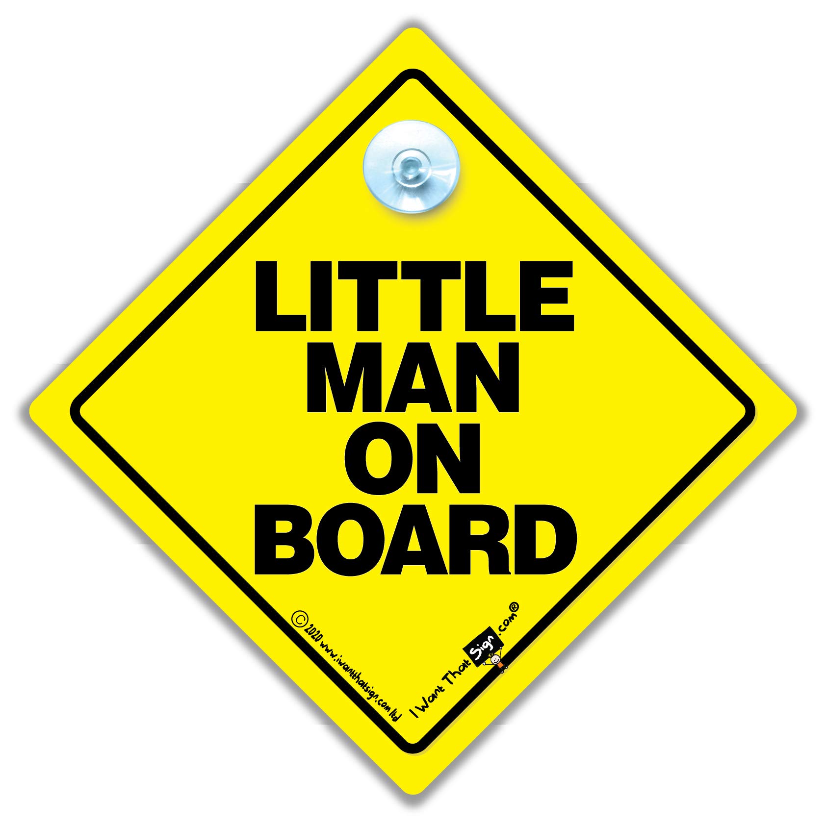 Little Man On Board Car Sign, Baby On Board Sign with Suction Cup, 14 cm