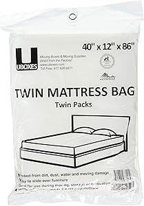 Uboxes Twin Size Mattress Covers, 40" x 12" x 86", Clear, 2 Pack