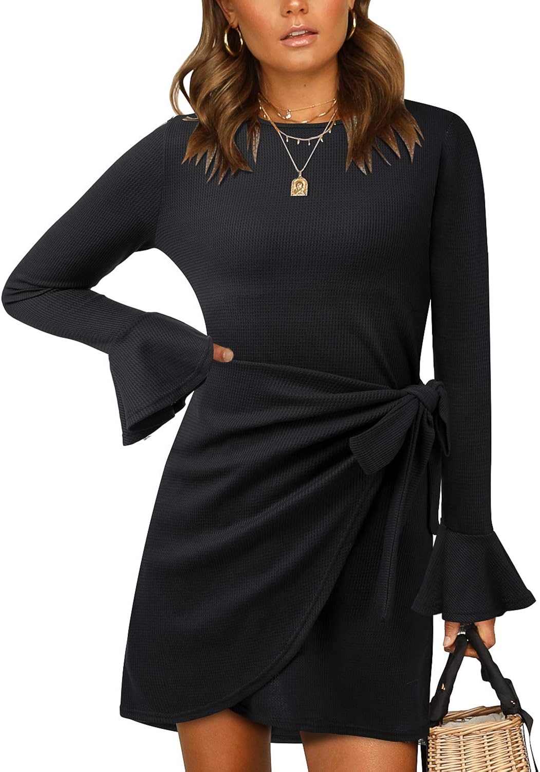 sweater dress with bell sleeves