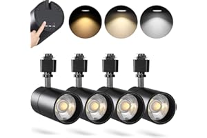 VANoopee 3-Color 20W H Track Lighting Heads Dimmable No Flicker Bright LED Track Lighting Fixtures for Accent Task Retail Kitchen Ceiling Track Light H Type Pack of 4 - CRI90+ 36° 2000lm Black