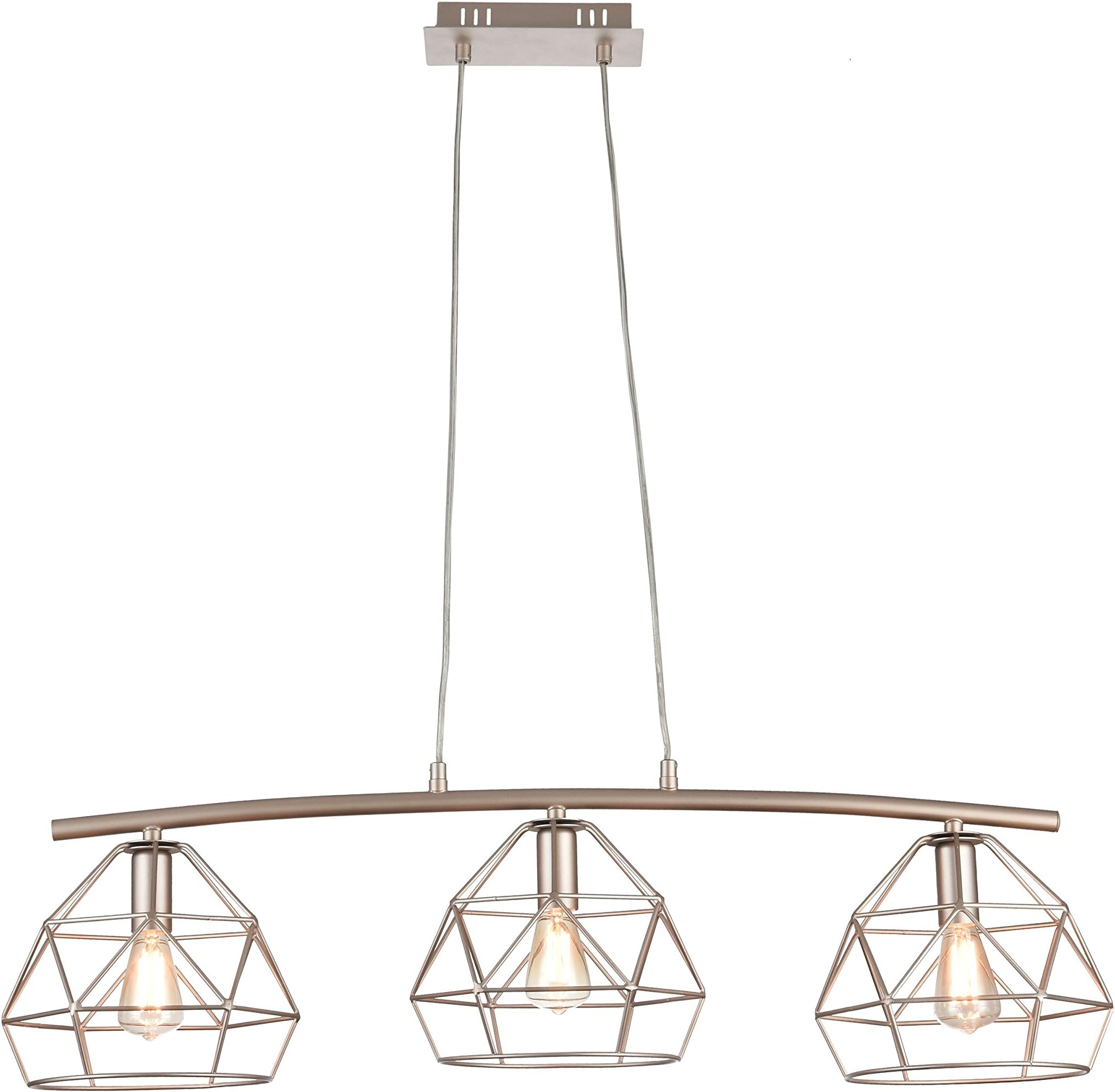 Modern Pendant Ceiling Light, 3 Lights, Adjustable Height, Cream Gold Metal Frame, Contemporary Design, Unique and…