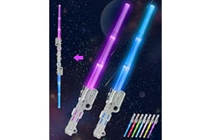 MAGICDESIGN Lightsaber Light Sabers for Kids - 2 PCS, 7 Color, FX Sound 2 in1 Double-Bladed LED Expandable Lightsabers for Kids Set, Gift for 8 9 10 11 12 Year Old Girls/Boys