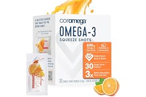 Coromega Omega 3 Fish Oil Supplement, 650mg of Omega-3s with 3X Better Absorption Than Softgels, Orange Flavor, 30 Single Serve Squeeze Packets