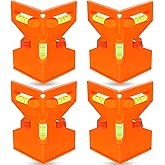 Tellegloww 4 Pcs Magnetic Post Level for Pipe, Post and Pipe Level, Adjustable Folding Tool with 3 Vials and Elastic Loop for