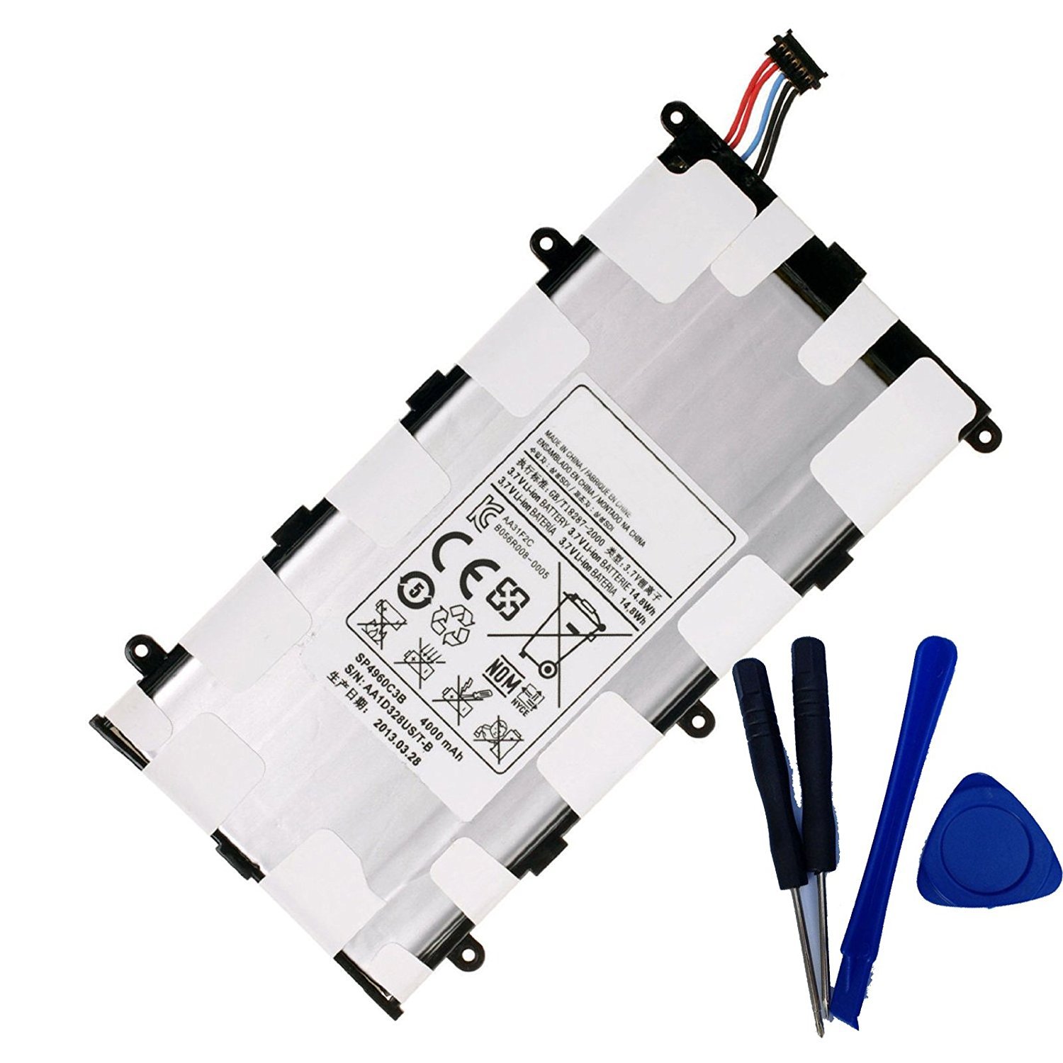 Zgszmall Replacement Battery replace SP4960C3B 4000mAh for Samsung Galaxy Tab 2 7.0 WiFi GT-P3110 GT-P3105 GT-P3113 Galaxy Tab 2 7.0 P6200 P6208 + tools