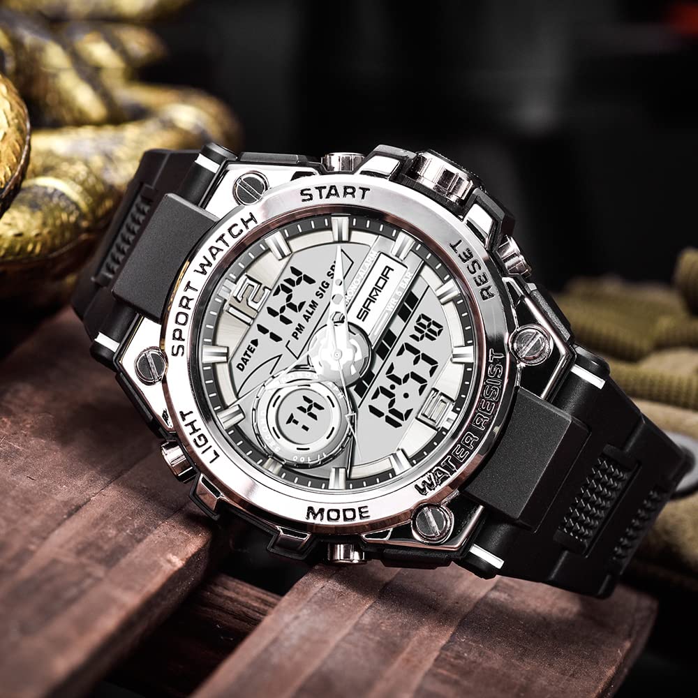 KXAITO Men's Watches Sports Outdoor Waterproof Military Watch Date Multi Function Tactics LED Alarm Stopwatch