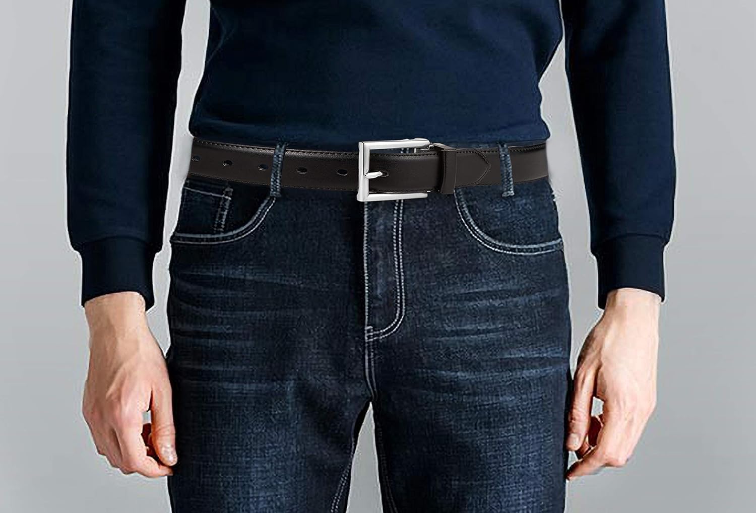 Mens Belt, Bulliant Genuine Leather Belt Adjustable for Men's Dress Jeans Golf Belt, Trim For Any Length at  Men’s Clothing store
