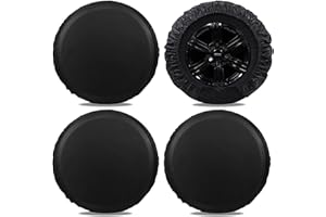 Moonet Tire Covers for RV Wheel (4 Pack Black), 4 Layer Oxford Waterproof UV Sun Protectors for Motorhome Boat Trailer Camper Van SUV, D107cm x H28cm for Diameter 40"-42"