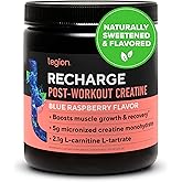 Legion Recharge Post Workout Supplement - All Natural Muscle Builder & Recovery Drink With Micronized Creatine Monohydrate. Naturally Sweetened & Flavored, Safe & Healthy. (Blue Raspberry, 60 Serving)