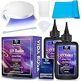 VIDA ROSA 200g UV Resin Kit with Upgraded UV Light 24W,Silicone Stir Rod, Measuring Cup and Silicone Pad-Ultraviolet Epoxy Resin Hard,UV Resin Starter Jewelry Making Kit for Craft Beginner
