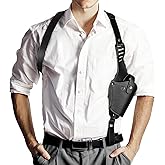 Waist Underarm Shoulder Holster for Men Universal Gun Holster for Concealed Carry Adjustable Leather Single Shoulder Pistol Holster Slant Back Strap Gun Bag Fits 1911, Glock 17/19, and Most Pistols