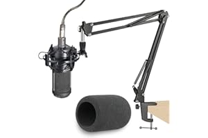 YOUSHARES Audio-Technica AT2020 Mic Stand with Windscreen - AT2020 Boom Arm with Pop Filter for AT2020USB+ AT2035