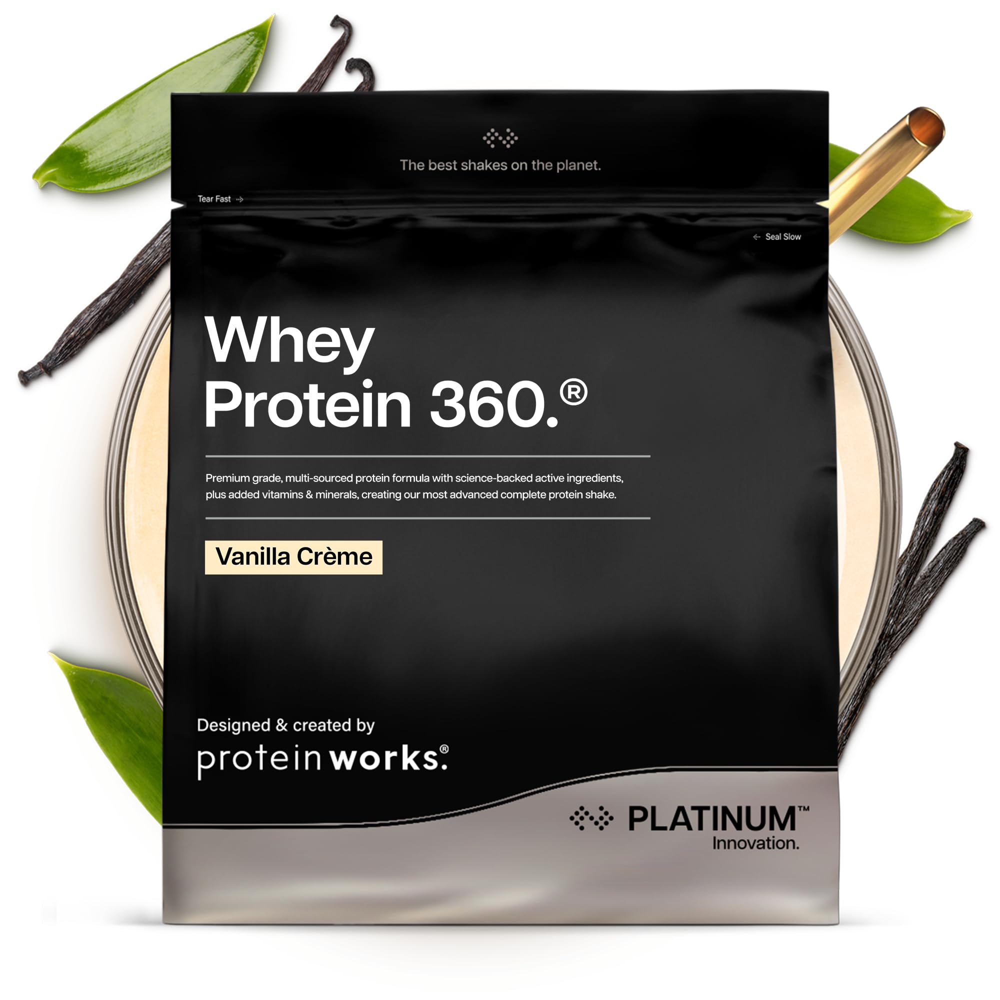 Protein Works | Whey Protein 360 - Platinum Innovation, Premium Whey Protein Blend, Electrolytes, Probiotics, Digestive Enzymes, 26 Vitamins & Minerals, French Vanilla, 17 Servings, 600g