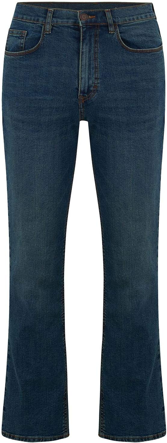 ex UK Store Mens Indigo Stretch Cotton Bootleg Denim Pants Blue Bootcut Jeans