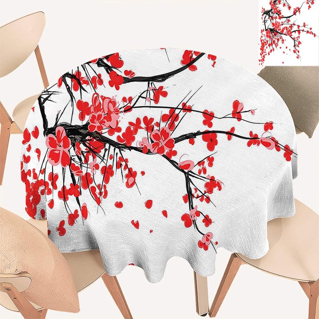 Amazon.com: Greatdecor Floral 70" Diameter Round Tablecloth, Cherry