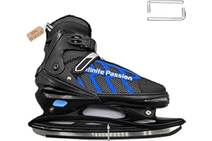 PJIRBZGG XX-Large (10-12.5 US) Mens Ice Skates, Adults Youth Adjustable Ice Skate, Warm and Breathable Ice Hockey Skates with Quick Lacing System & Push-Lock Buckle for Secure Hold
