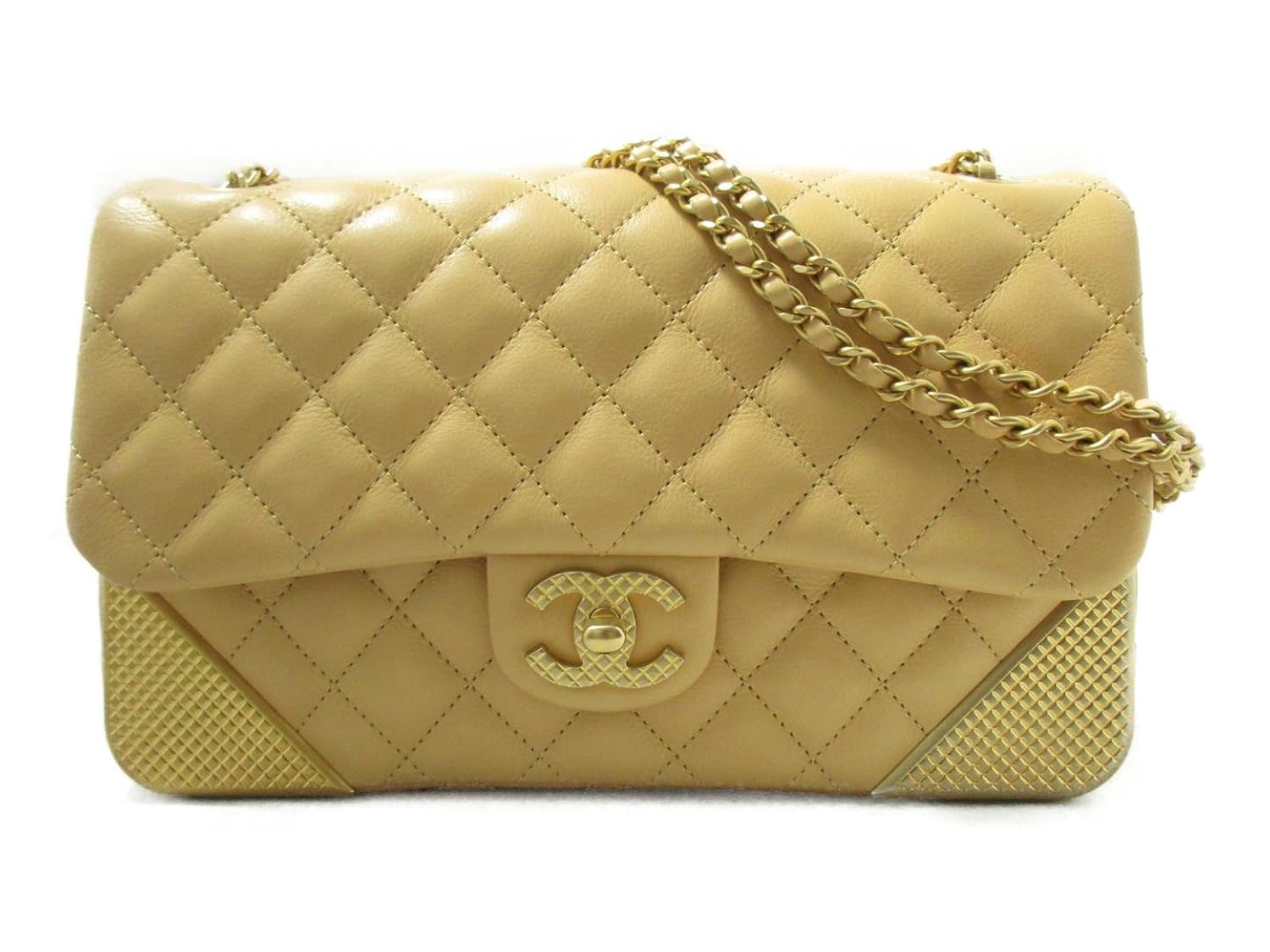 超人気 シャネル Chanel チェーンショルダー ショルダーバッグ ベージュ 牛革 カーフ 中古 B07bbq5h94 Xcentry Com