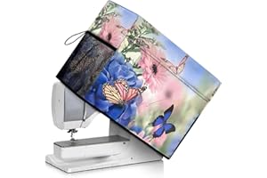 Goronwyfloyd Butterfly Flower Pattern Sewing Machine Cover with Storage Pocket for Sewing Accessories Compatible with Singer and Brother Sewing Machine Lightweight and Durable