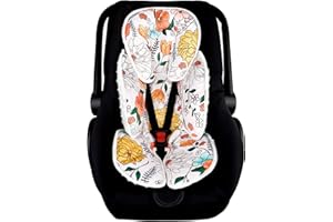 Pea Pod Baby Car Seat Head Support for Newborn, 2 in 1 Infant Car Seat Head Body Support for Girls Extra Soft Breathable Baby Car Seat Cushion Insert for Strollers, Swings, Bouncers, (Retro Floral)