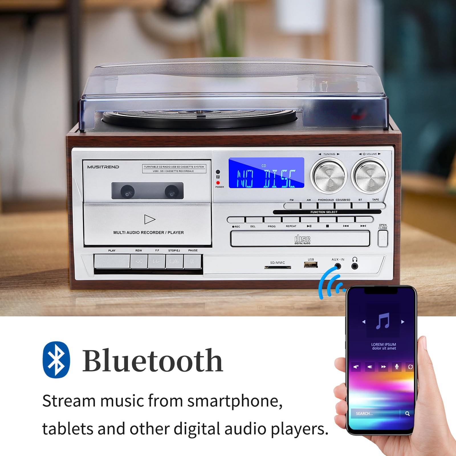 Reproductor Cd Tocadiscos Cassette Usb Reproductor Vinilo