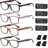 Suertree Fashion Reading Glasses for Women, 4 Pairs Blue Light Blocking Readers with Flexible Spring Hinges, Stylish Anti Eyestrain Eyewear for All-Day Comfort (2.5 Magnification)