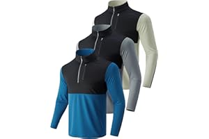 LIBERTY IMPORTS 3 Pack: Men's Quarter 1/4 Zip Pullover Long Sleeve Workout Jackets, Athletic Dry Fit Running Shirts