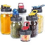 6 Pack of Flip Cap Mason Jar Lids with Leak-proof & Airtight Seal and Easy Pour Spout - Regular Mouth