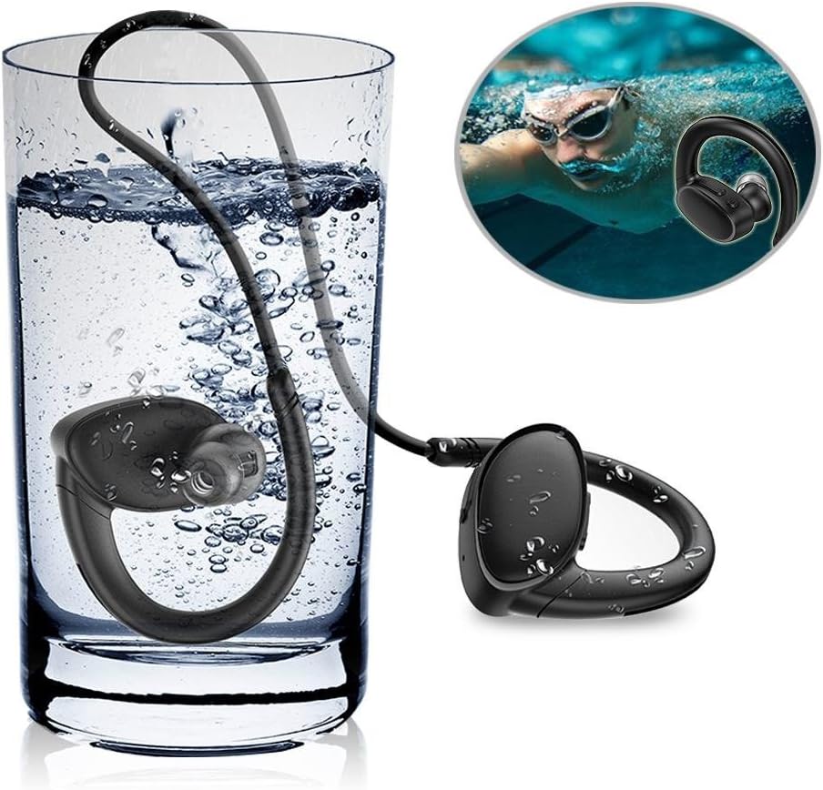 OVEVO [NEWEST 2019] X9 HiFi Headphones,IPX7 Waterproof Fish Bionic 8G MP3 Earphone with Microphone Handfree Ear Hook for Swimming/Workout 8 Hour Working Noise Cancelling Headsets