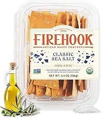 Firehook Sea Salt Crackers – Artisan Baked, Uniquely Crunchy, Baked with Simple Ingredients – Organic, Non-GMO, Kosher– 5.5 o