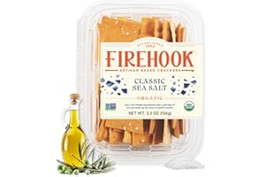 Firehook Sea Salt Crackers – Artisan Baked, Uniquely Crunchy, Baked With Simple Ingredients – Organic, Non-Gmo, Kosher– 5.5 Oz Box