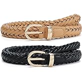 Pettata Thin Braided Belts for Women Classic Waist Belt Skinny Woven Strap for Jeans Pants Dress