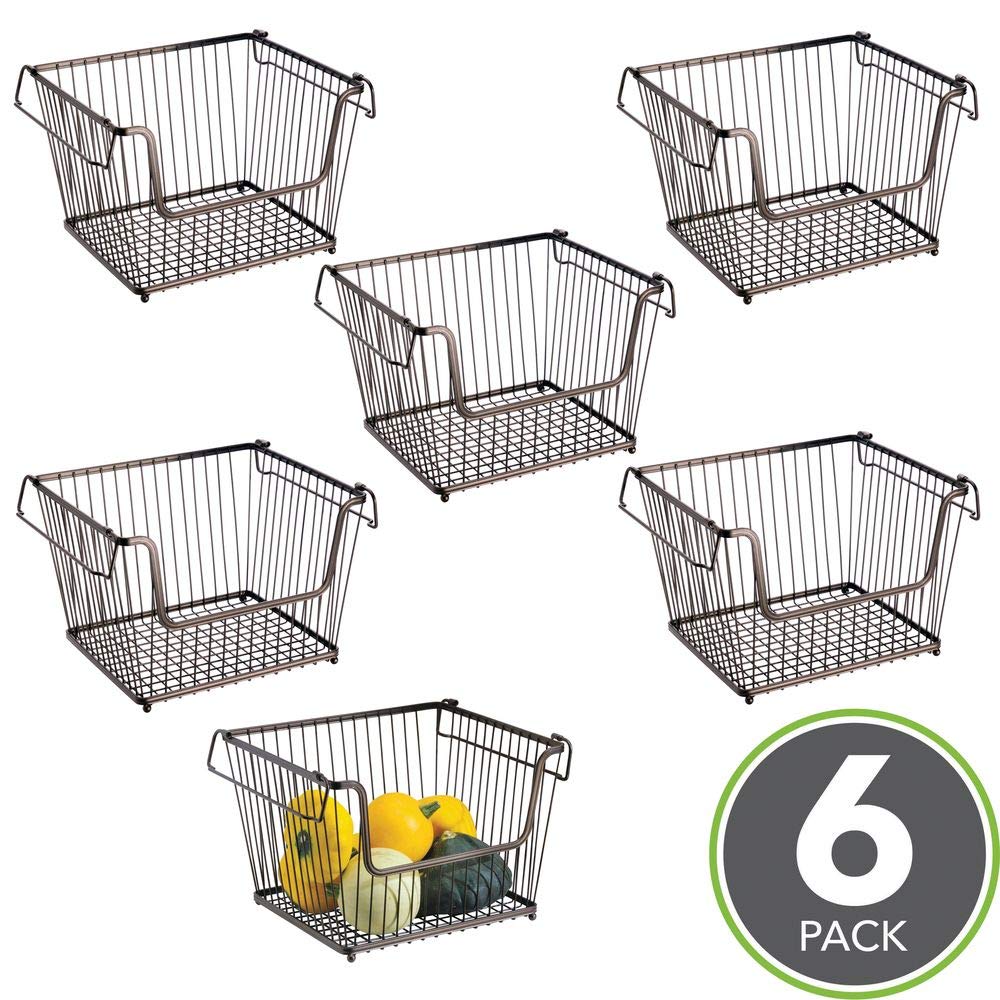 MDesign Modern Stackable Metal Storage Organizer Bin Basket With
